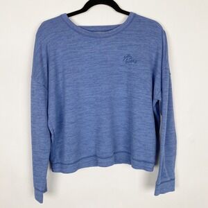 Gilly Hicks Open Back Long Sleeve Sleep Top Womens Large Blue Heathered Lounge